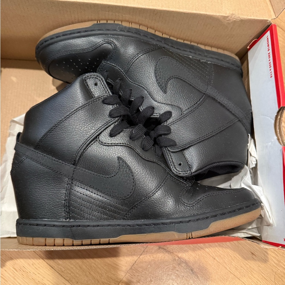 Nike Black Women’s Leather High-Top Wedge Sneakers